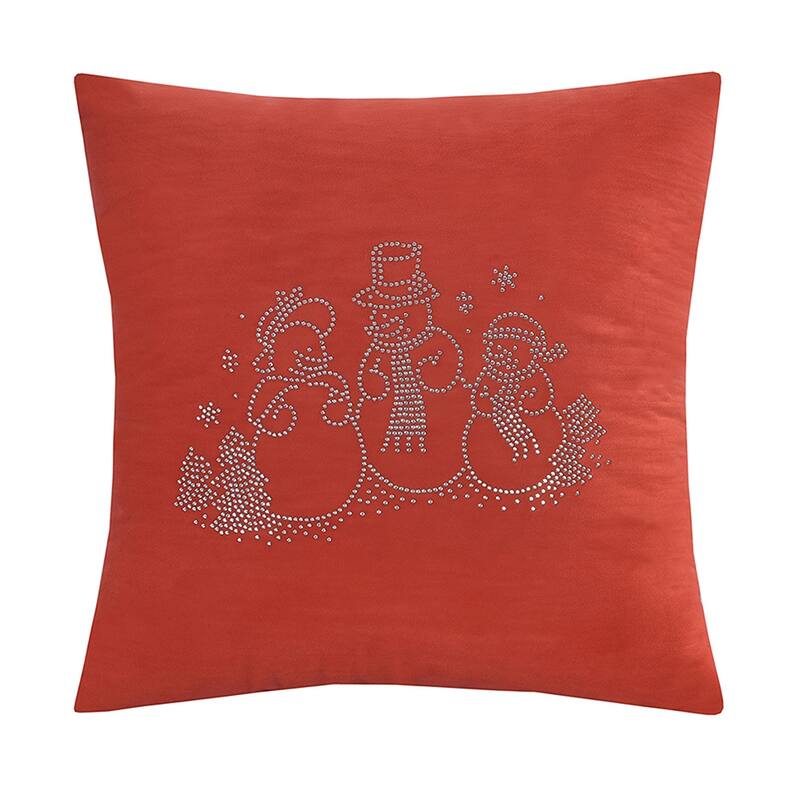 Violet Linen Seasonal Xmas Christmas Holiday Glowing Pattern, 18 Inch x 18 Inch, Square, Decorative Accent Throw Pillow - Snow Mans