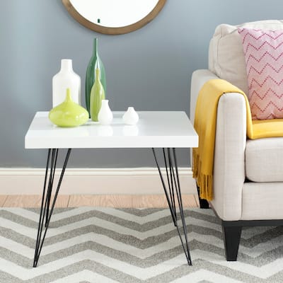 SAFAVIEH Mid-Century Wolcott White/ Black Square Lacquer Coffee Table - 23.6" x 23.6" x 19"