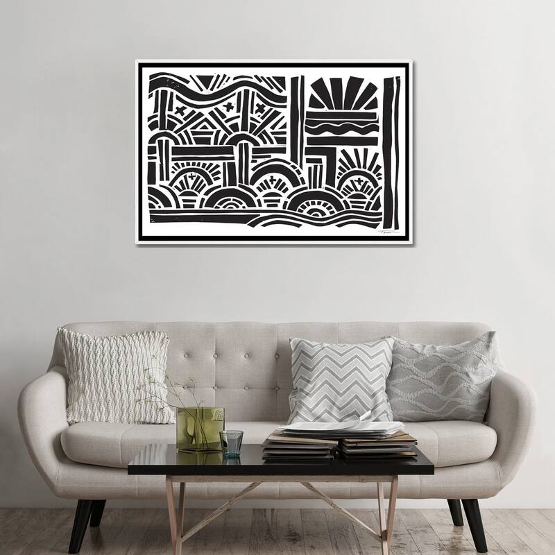 iCanvas "Geometric Sunburst" by Statement Goods Framed Canvas Print