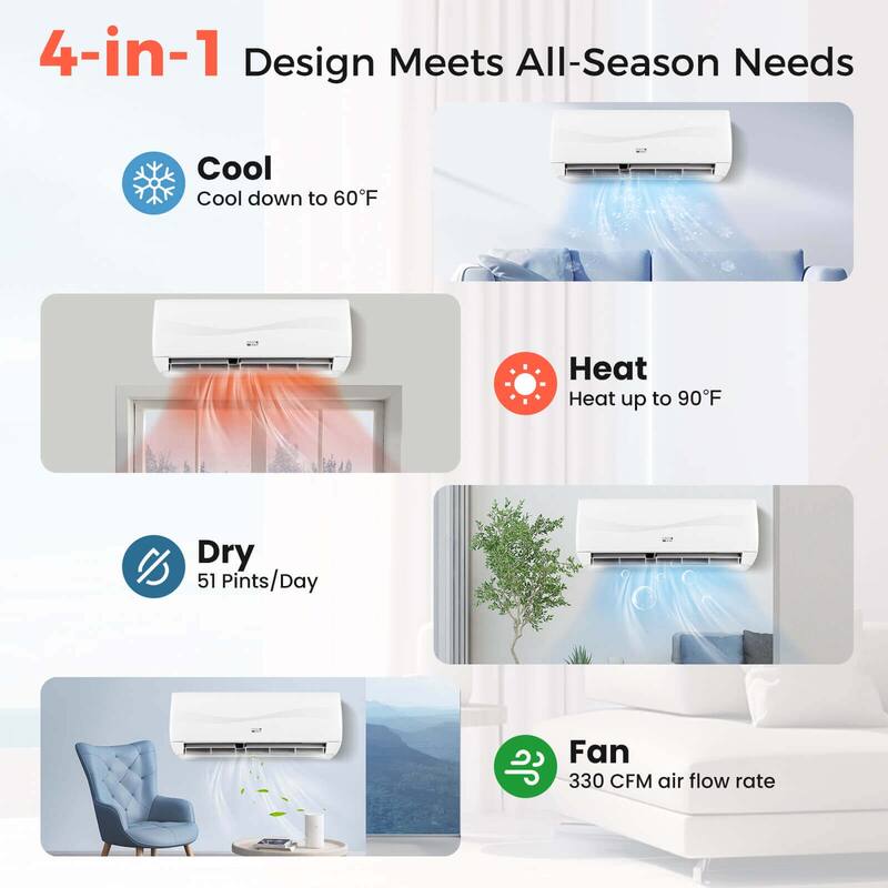 Costway 9000 BTU Mini Split Air Conditioner & Heater with 0.75 Ton - See Details