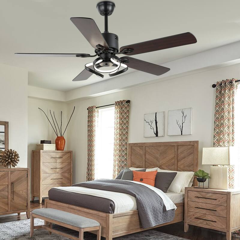 Bella Depot 52" Modern Ceiling Fan with Dimmable Light and Remote 6-Speed Reversible Motor