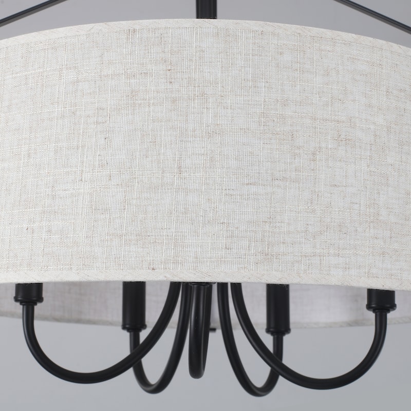18.35inch 5-Light Modern Adjustable Height Chandelier Metal Frame with Shade for Multiple Spaces