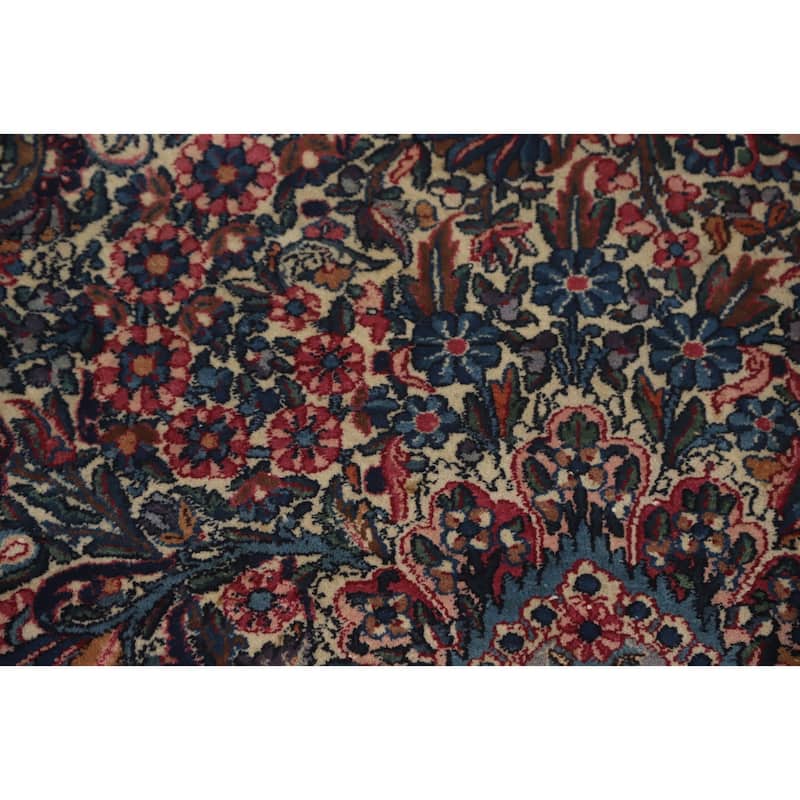 Hand Knotted Oriental 100% Wool Carpet Traditional Floral Beige & Ivories Kerman Area Rug - 15' 4'' X 9' 1''