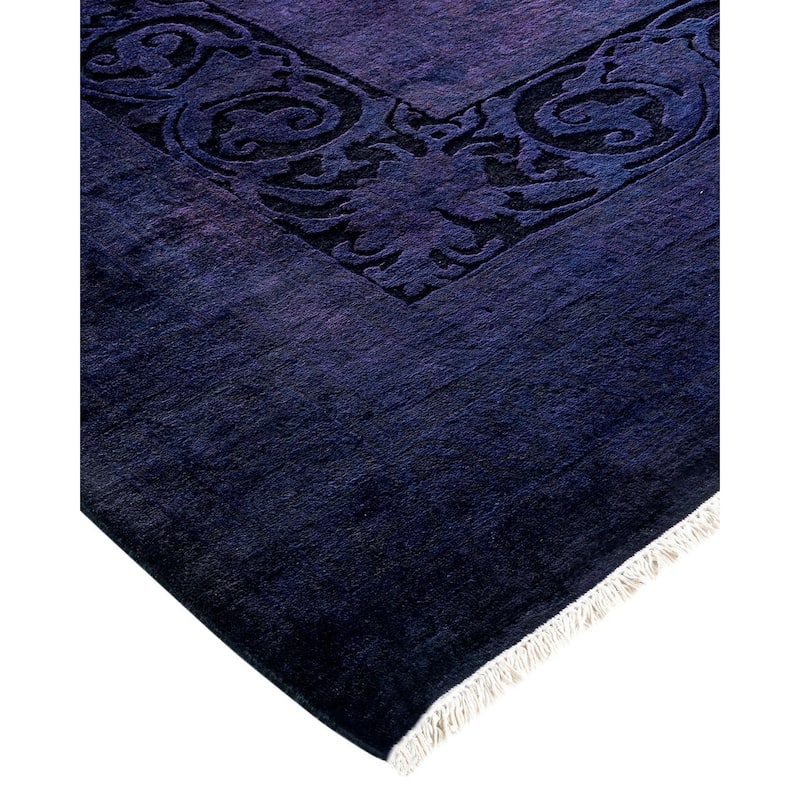 Overton Handknotted Wool Vintage Inspired Contemporary Overdyed Purple Area Rug - 17' 7" x 11' 10"