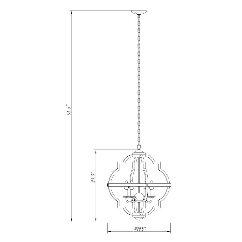 Farmhouse 4-light Wood Grain Orb Candle Chandelier - 23.5-in H x 20.5-inch W