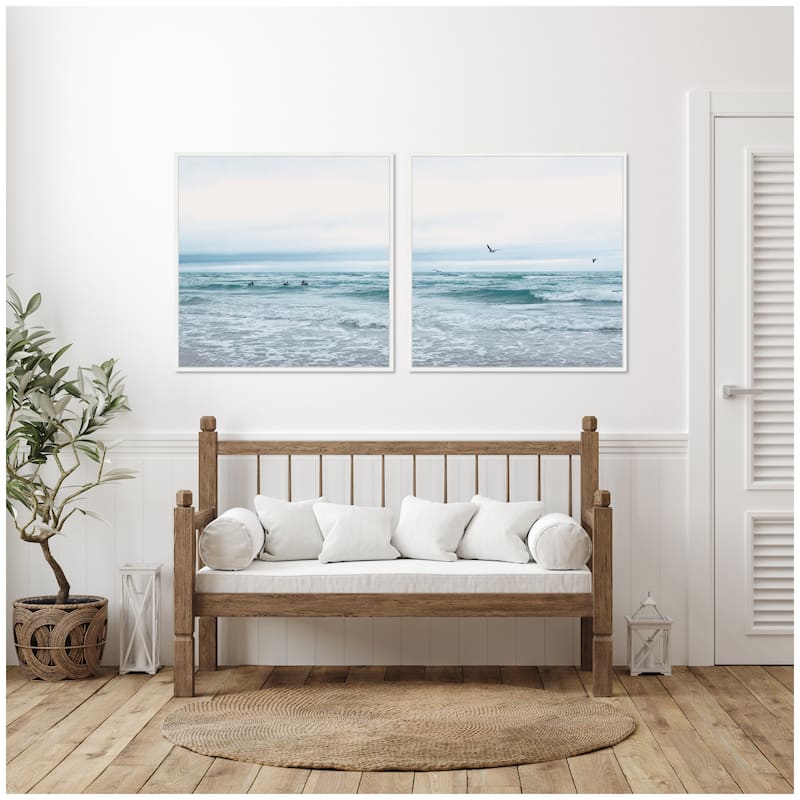 Kate and Laurel Sylvie Ocean Swim 1 and 2 Framed Canvas Art Set by Stephanie Klatt