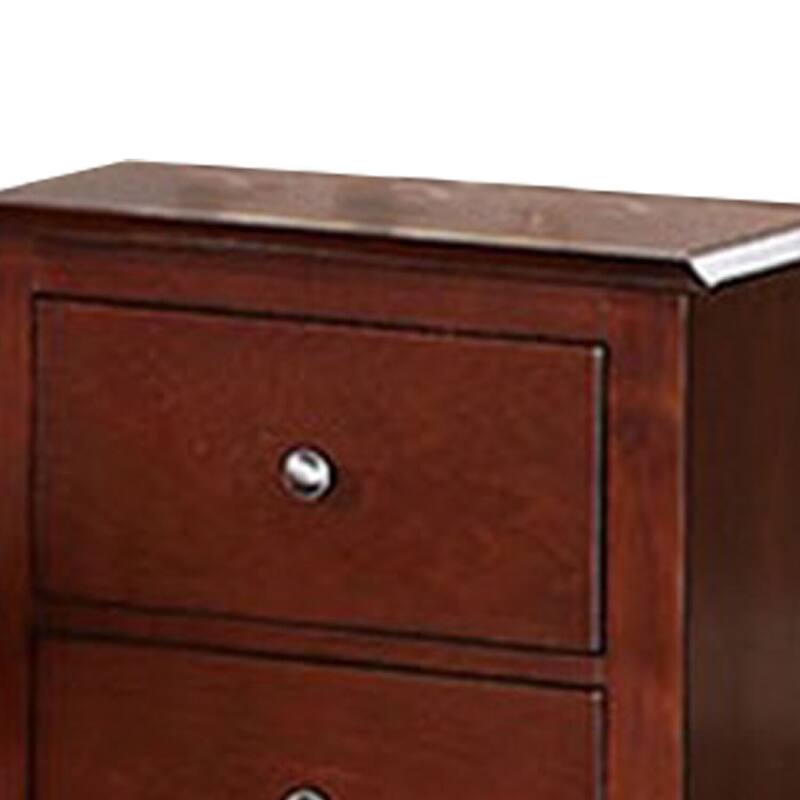 Brown 2 Drawer 22 in. W Nightstand with Sturdy Drawer Pulls