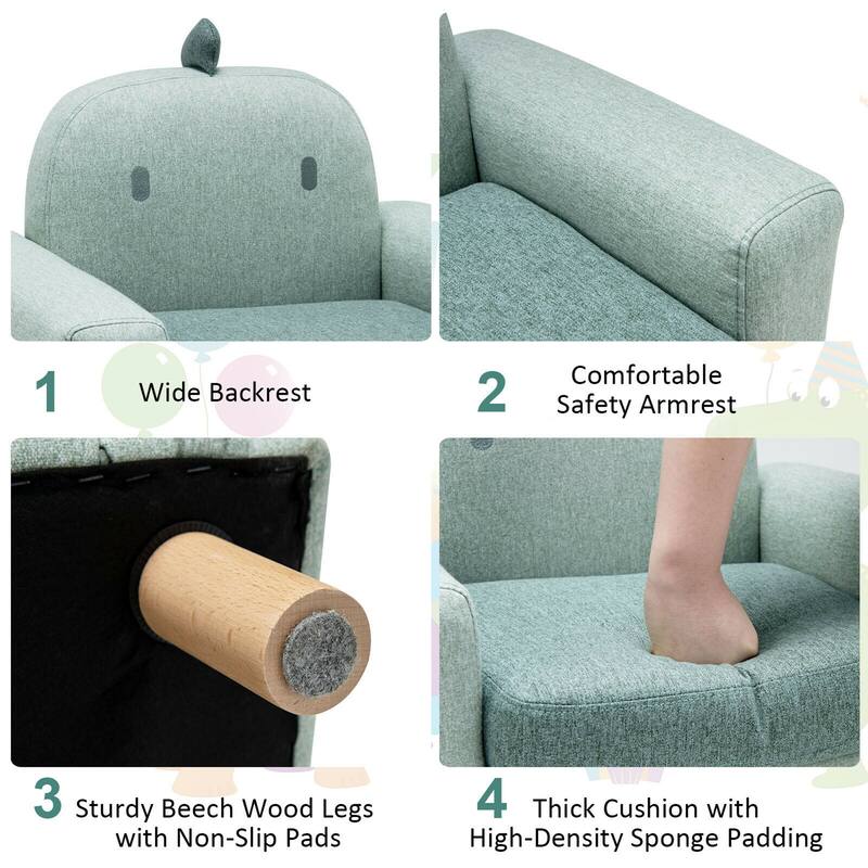 Gymax Kids Dinosaur/Panda/Chick Sofa Wooden Armrest Chair Couch w/
