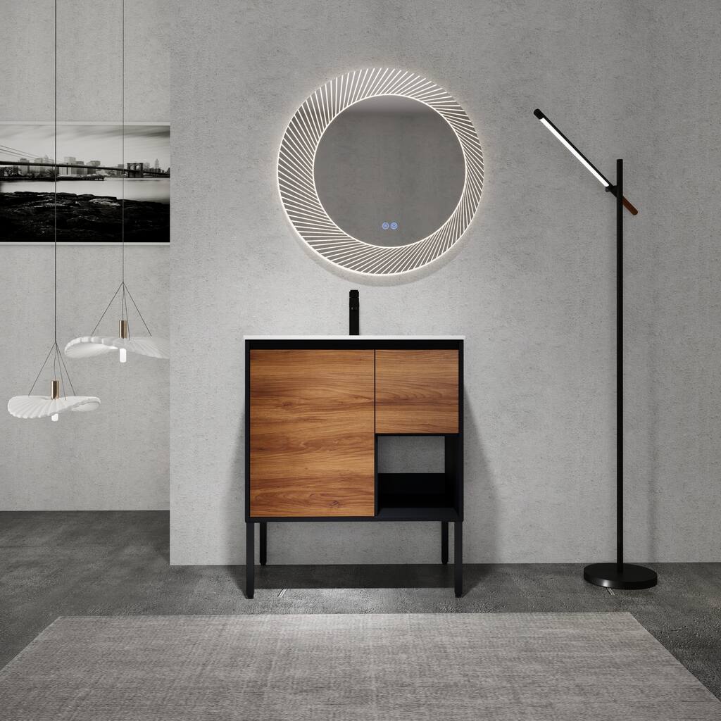 30 inch Freestanding Bathroom Vanity with Gel Sink, Soft Closing Door and 2/3 Soft Closing Drawers