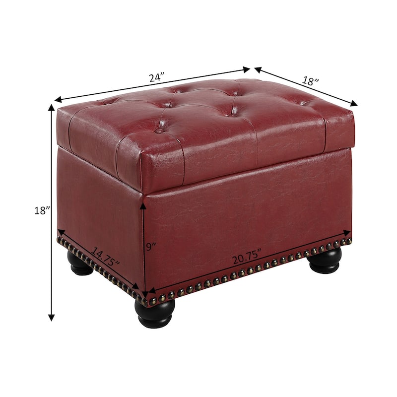 Decorative Upholstered Storage Ottoman with Extra Storage Compartment and Padded Seat for Versatile Use