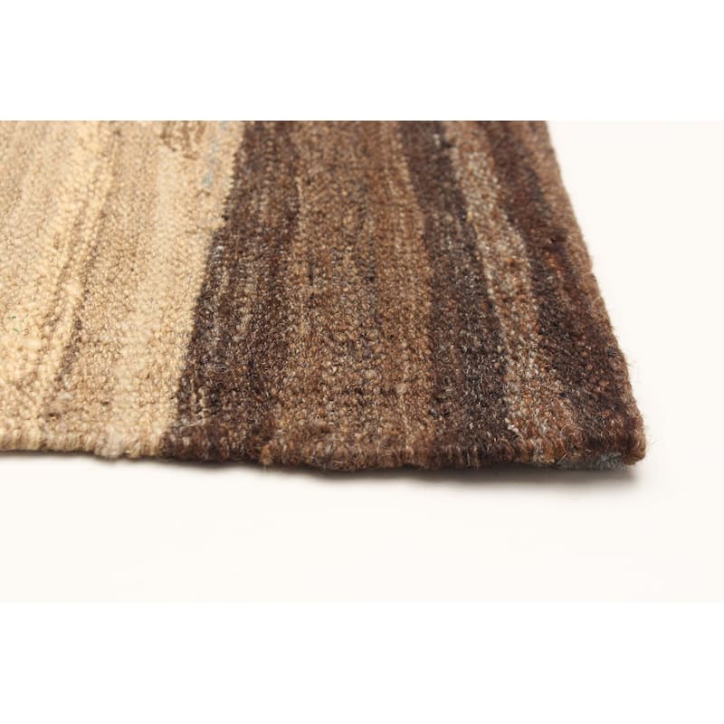 ECARPETGALLERY Flat-Weave Boho Beige Wool Kilim - 4'9 x 6'7