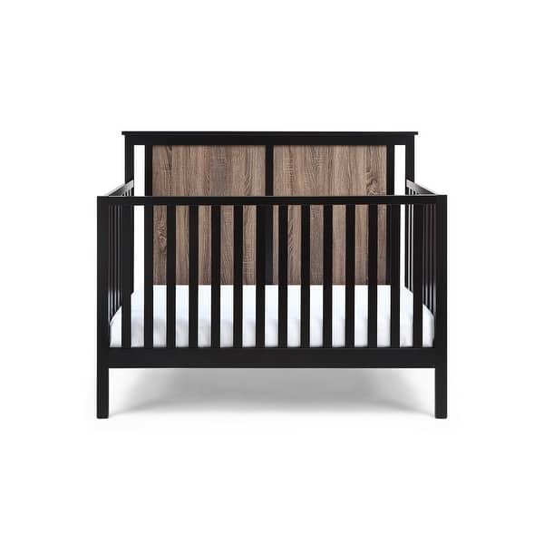 slide 2 of 2, Timeless Elegance Black and Vintage Walnut 4 in 1 Convertible Crib