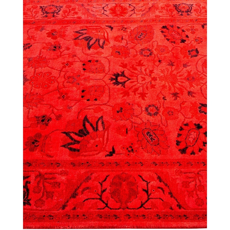 Overton Hand Knotted Wool Vintage Inspired Modern Contemporary Overdyed Pink Area Rug - 3' 4" x 5' 6"
