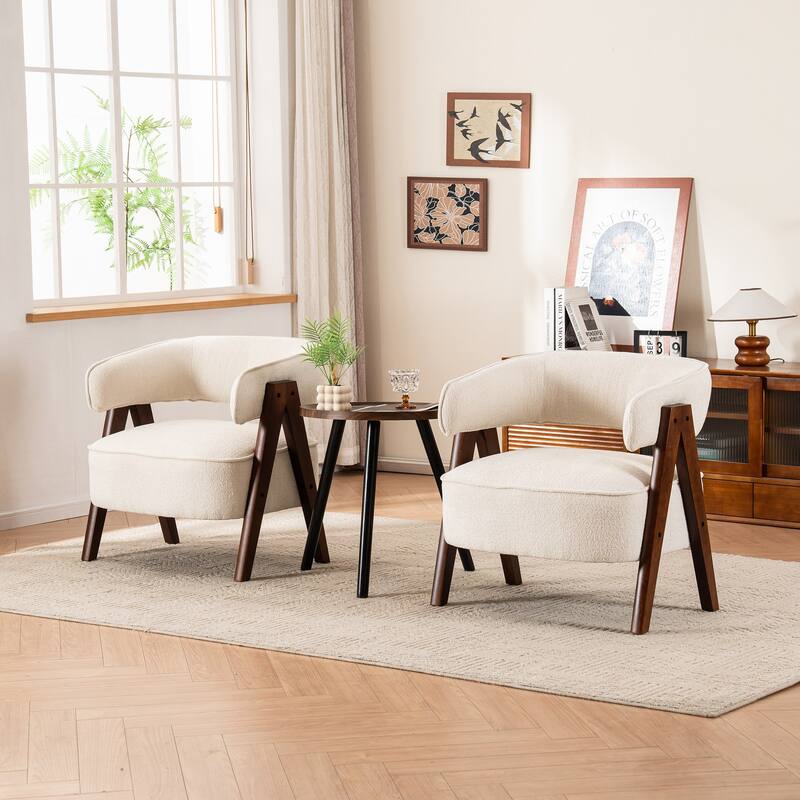 27.56" W x 23.62" D x 27.95" H Accent Arm Chair Fabric Living Room Chair Set of 2