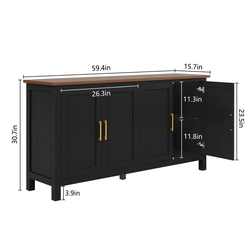 4-Door 59.4" W Sideboard Buffet Cabinet