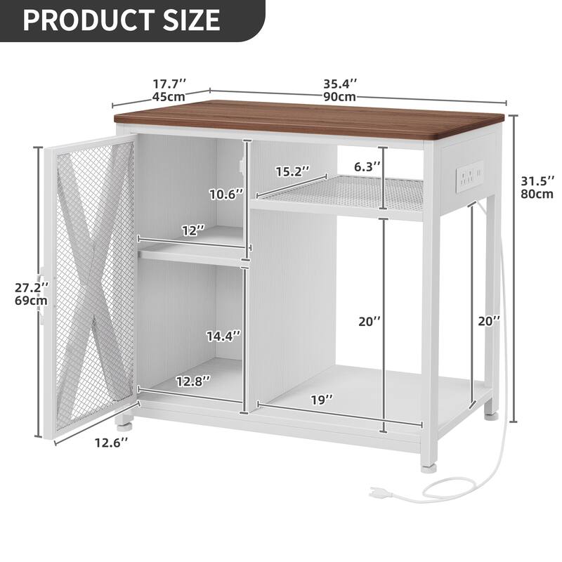 LED Aquarium Stand with Storage Cabinet and Power Outlets