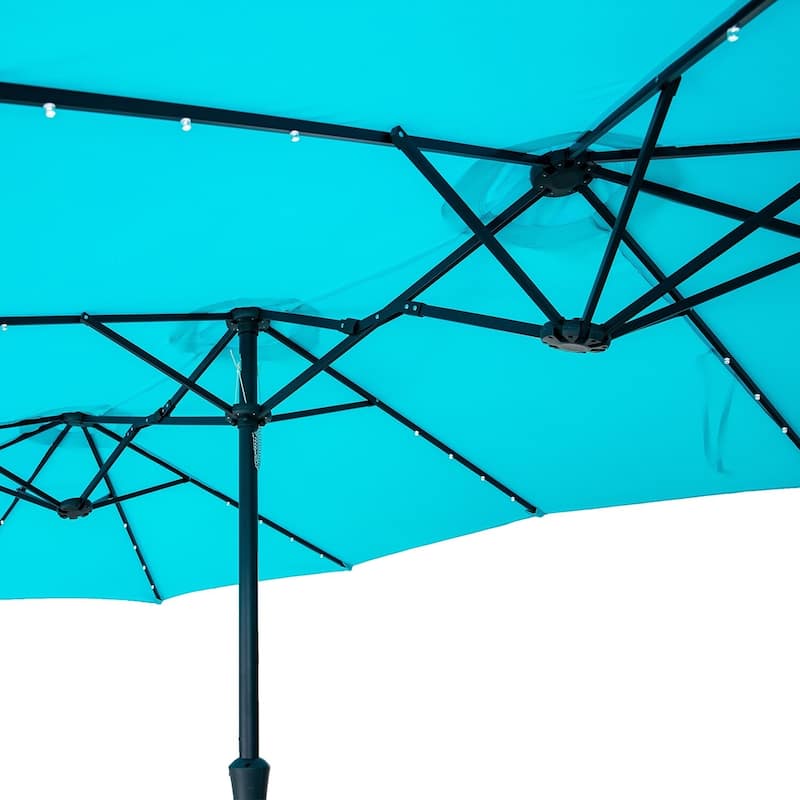 Ainfox 15-foot Double-sided Solar LED Lighted Patio Umbrella