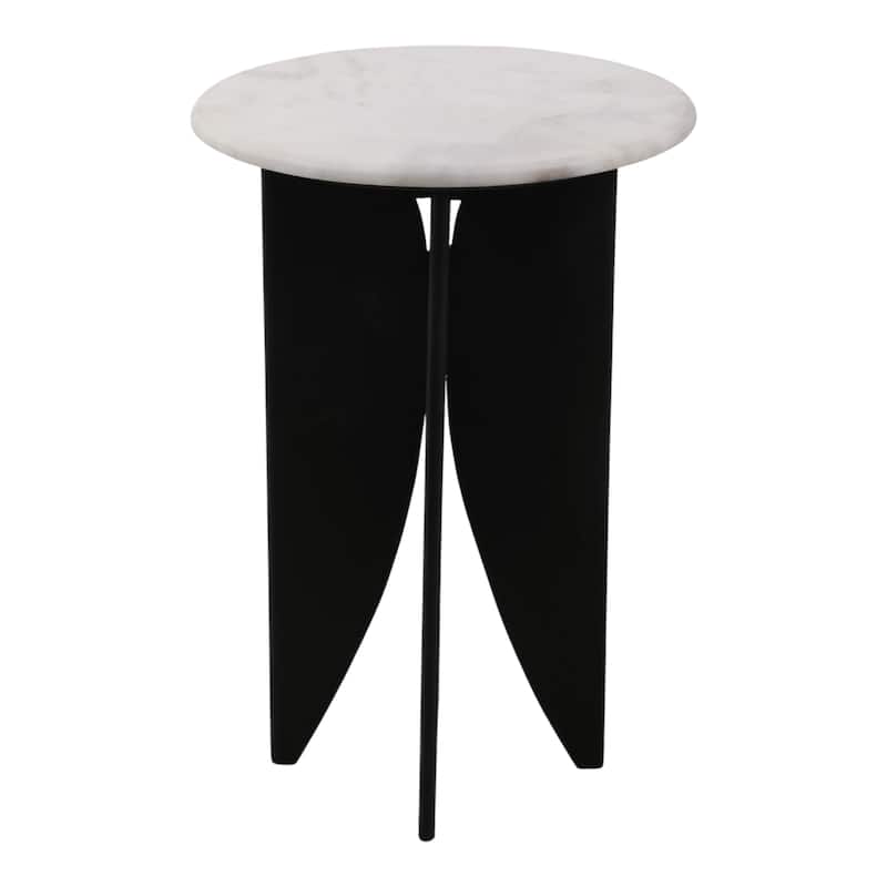 Contemporary Round Pedestal Stone Top Accent Table - 24"