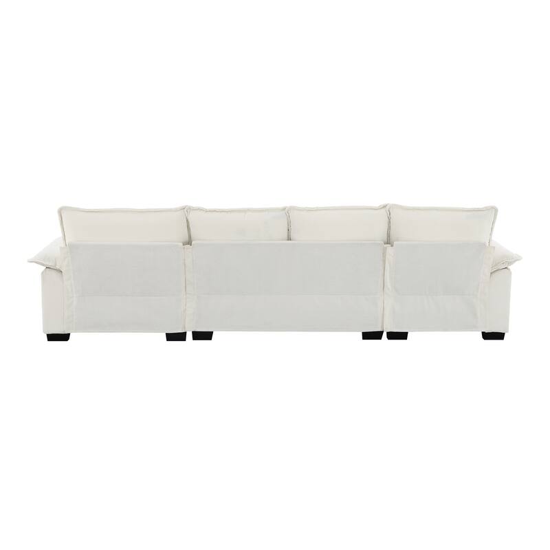 Chenille Upholstered Sectional Sofa with Chaise and Storage Pockets, 5 Seat Lounge Cloud Couch L-shaped Recliner Couches