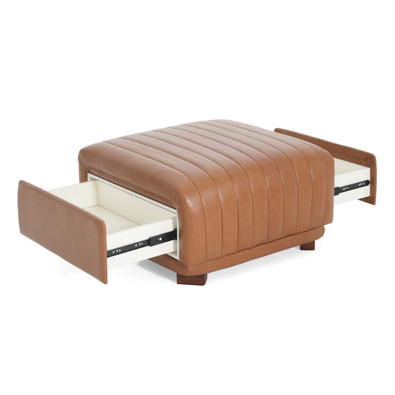 Christopher Knight Home - Zaka Faux Leather Channel Tufted Ottoman