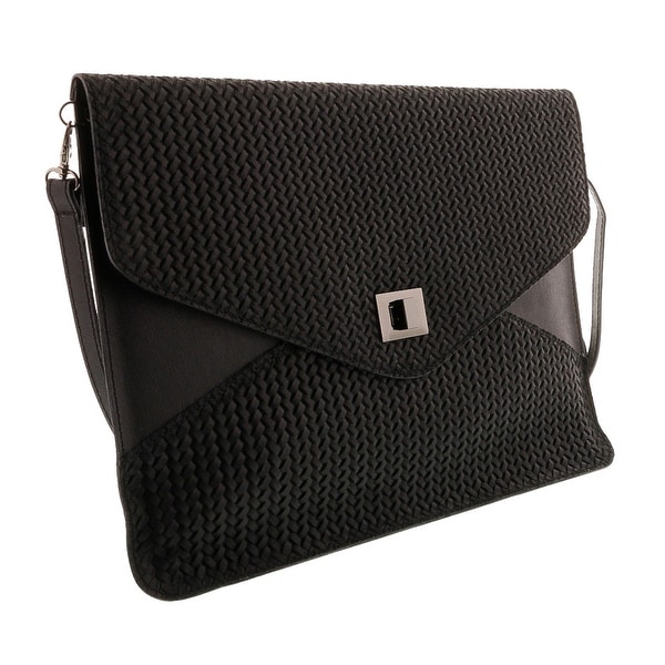 HS1154 NR FULVIA Black Leather Clutch/Shoulder Bag - 15-10-1