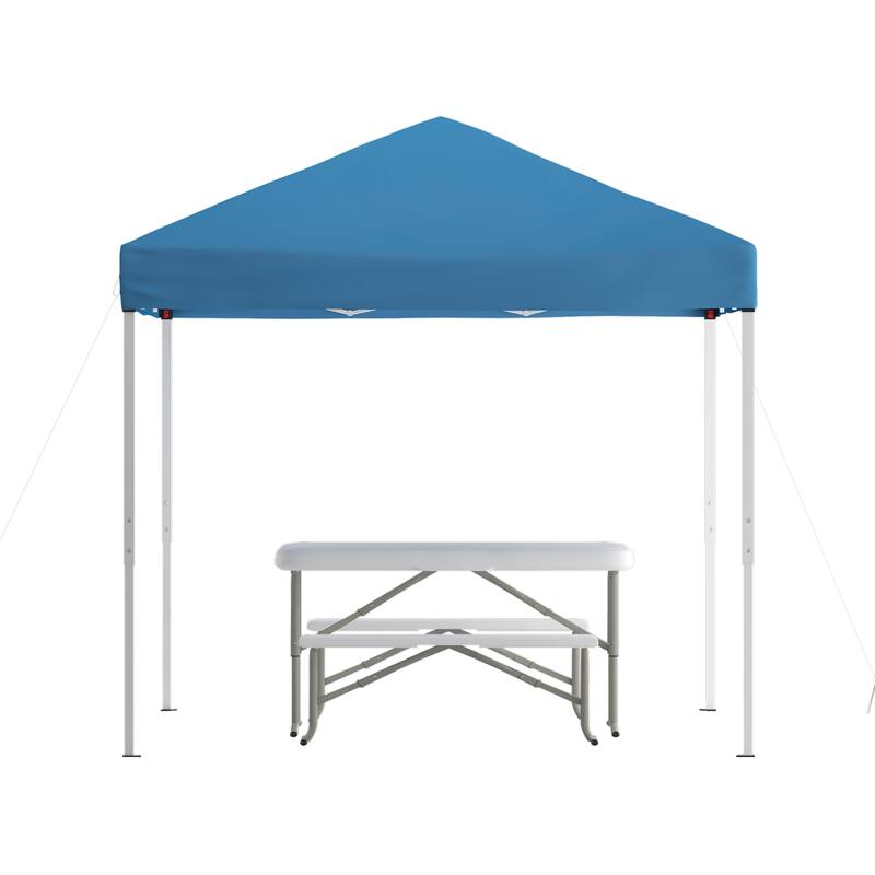 8' x 8' Pop Up Canopy with Carry Bag and Folding Table with Benches Set