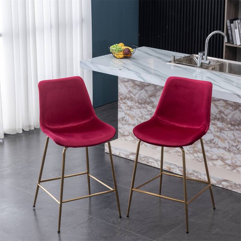 Modern Velvet 26.50 Counter Height Stool, Set of 2