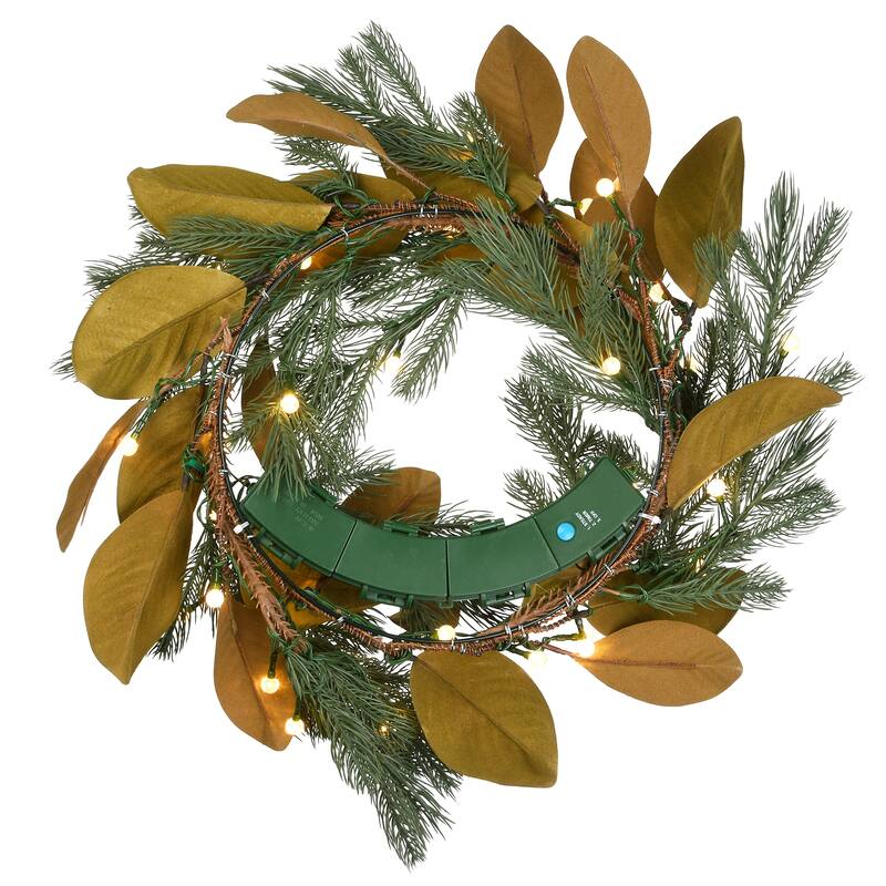 National Tree Company 2 ft. Magnolia Mix Pine Wreath with LED Lights - 2 ft