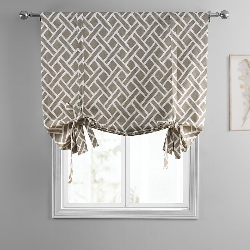 Exclusive Fabrics Martinique Printed Cotton Room Darkening Tie-Up Window Shades - 46 X 63