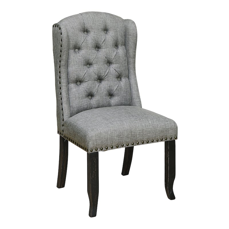 Tays Tufted Linen Wingback Dining Chairs (Set of 2) by Furniture of America
