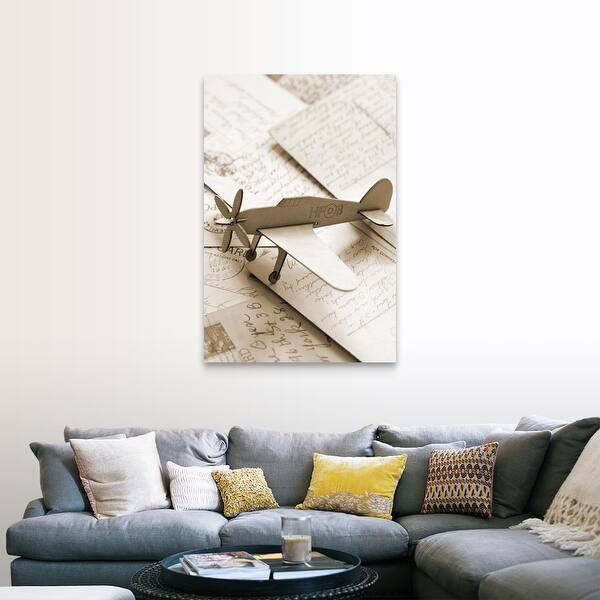 Shop Cardboard Airplane On Postcards Canvas Wall Art Overstock