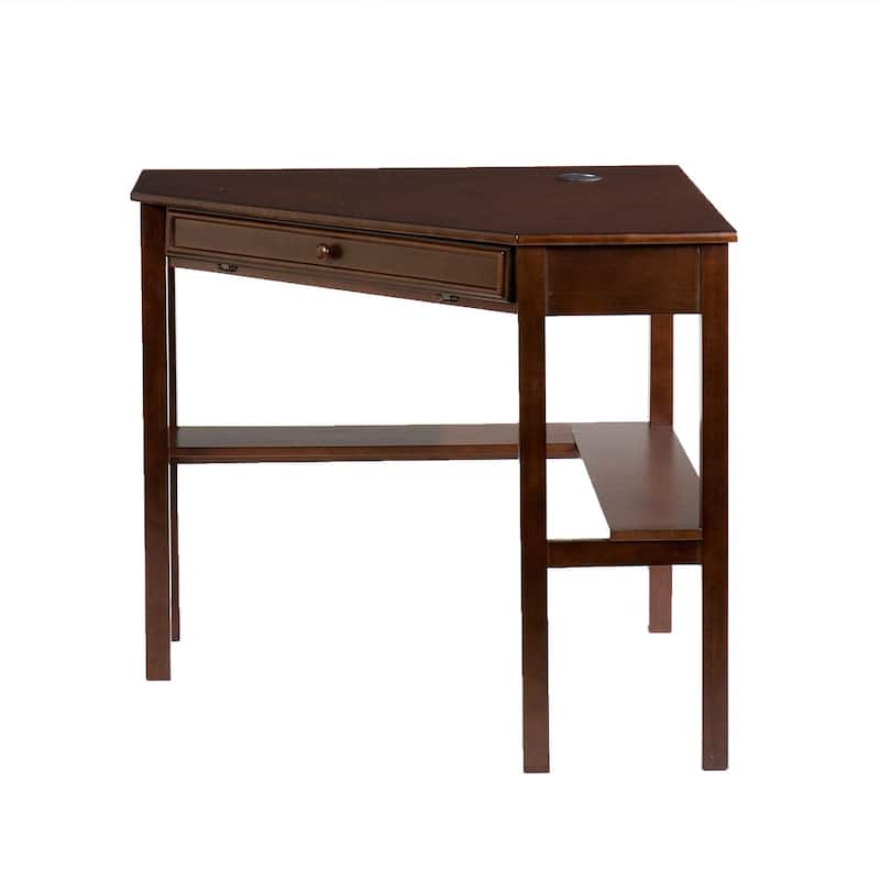 HomeRoots Espresso Corner Computer Desk