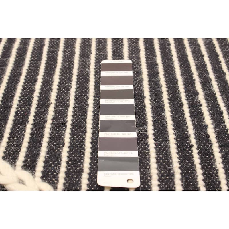 ECARPETGALLERY Braid weave Sienna Black Wool Rug - 4'9 x 7'9