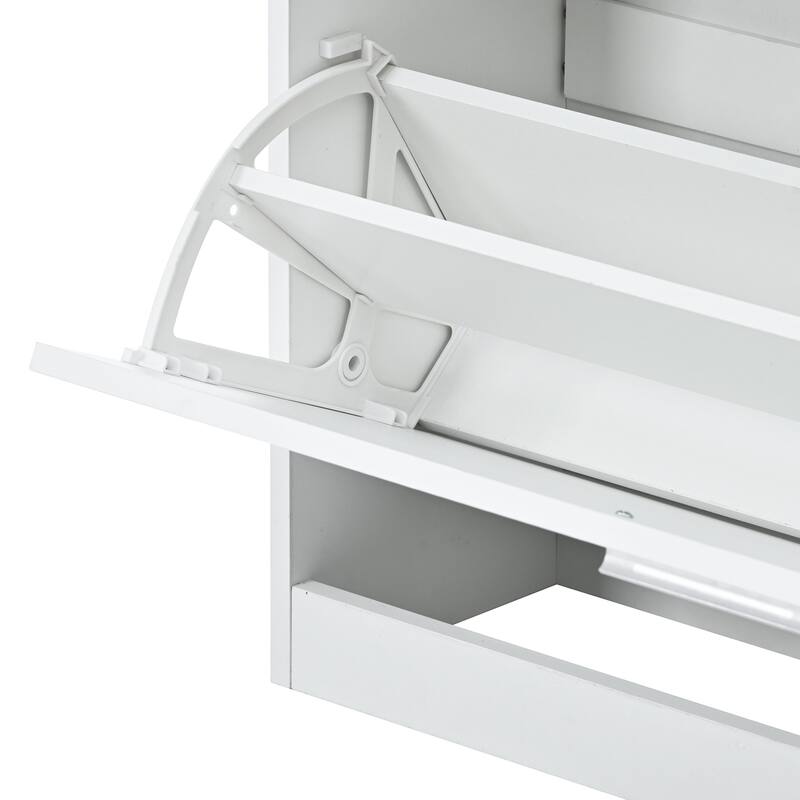 Slim Entryway Organizer with 2 Flip Drawers and LED Light - 9.4"W x 25"H x 35"D