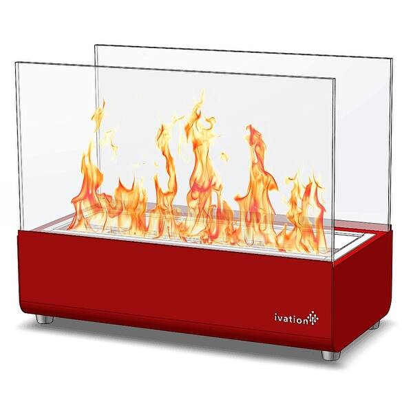 Shop Ivation Vent Less Compact Tabletop Fireplace Red Stainless Steel Portable Bio Ethanol Fire Place For Indoor Outdoor Use Overstock 20525384