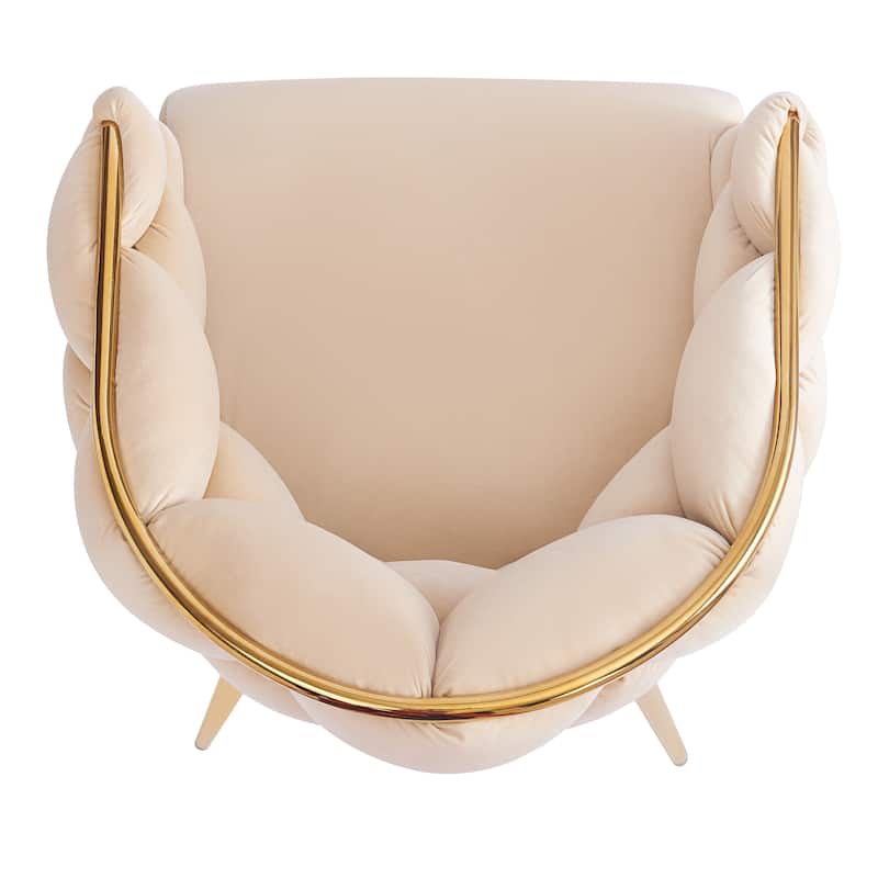 Modern 29.5" Velvet Arm Chair with Gold Legs and Metal Frame for Living Room