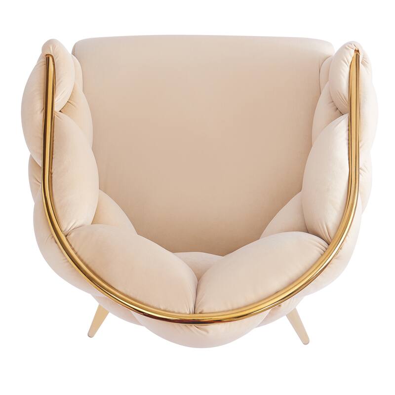 Set of 2 Luxury Handmade Accent Chair with Gold Legs, Modern Velvet Armchair Dining Chair for Living Room Bedroom