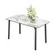 preview thumbnail 22 of 25, 55” Rectangular Kitchen Dining Table Sintered Stone Tempered Glass Top with Metal Frame Table