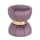 preview thumbnail 11 of 11, Adeco Modern Velvet Round Ottoman With Gold Metal Band Purple