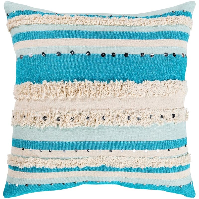 Livabliss Clove Shaggy Sequins Bohemian 20-inch Throw Pillow