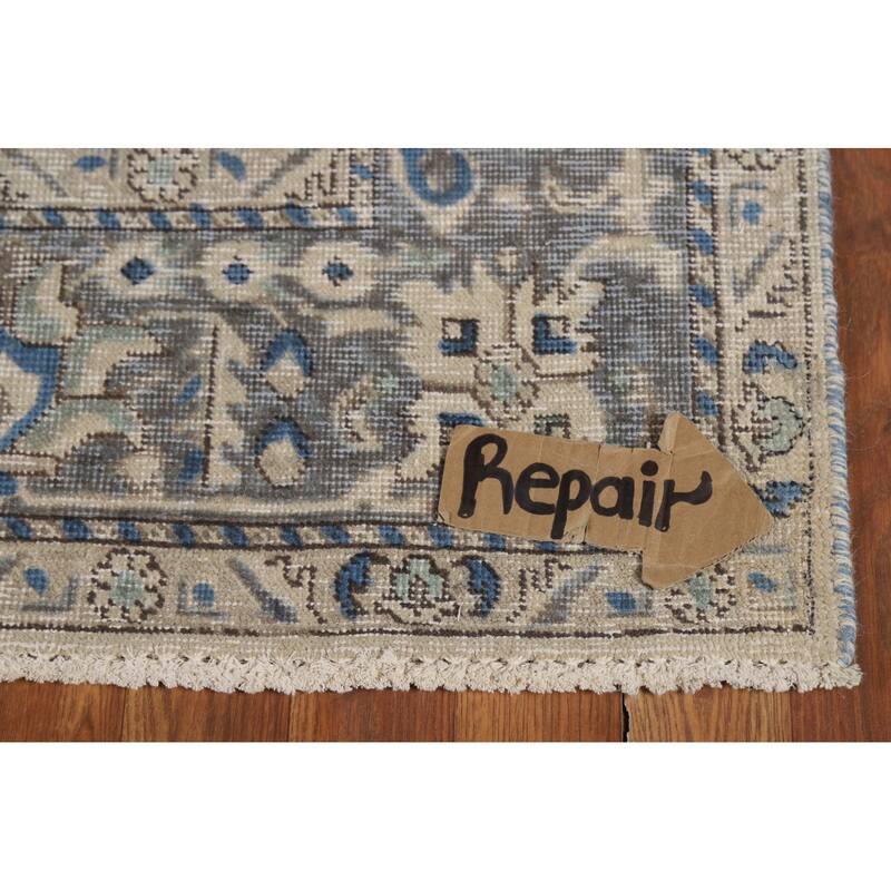 Light Blue Geometric Tabriz Persian Rug Hand-Knotted Wool Carpet - 6'7"x 9'4"