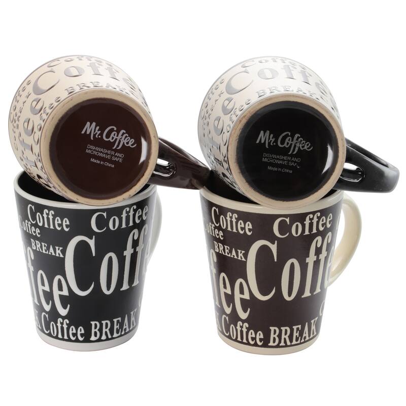Mr. Coffee Dolce Cafe 8 Piece Ceramic Cup and Spoon Set