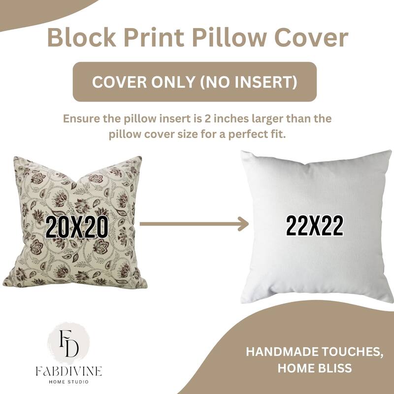 Fabdivine Bohemian Floral Green Pillow Cover Handmade Cotton for Fall Décor Block Print Chair Hotel Bedroom, Pink City