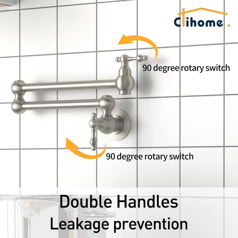 Clihome Traditional Wall Mounted Kitchen Pot Filler Faucet