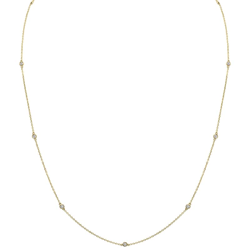 Marquee 0.25 Carat TW Bezel Set Lab Grown Diamond Station Necklace in 14K Yellow Gold
