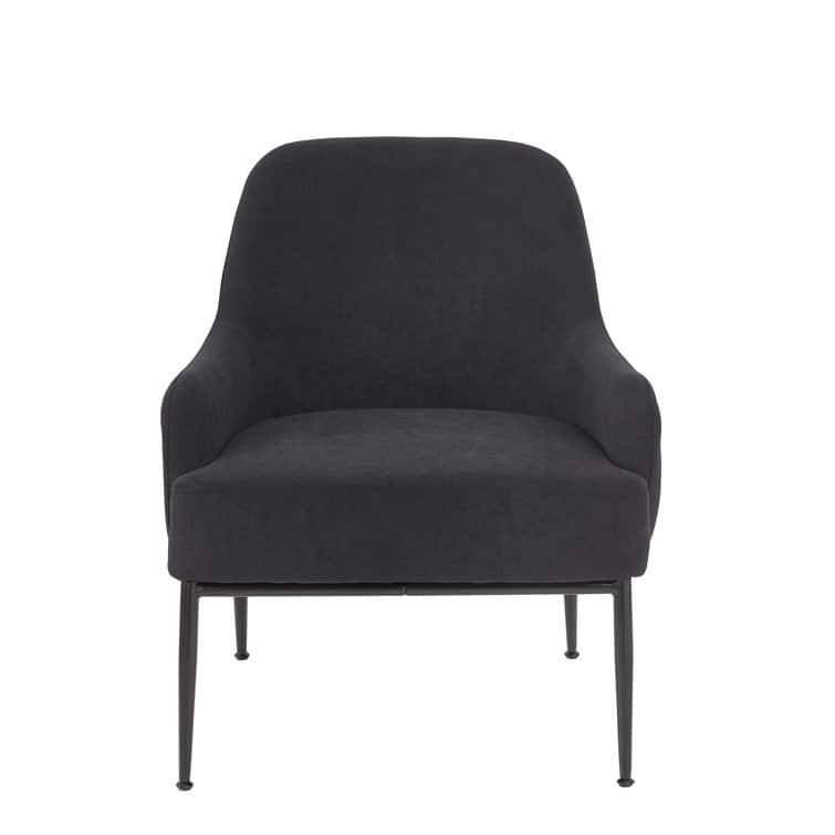 Luxury and Elegance Velvet Armchair Solid and Engineered Wood with Black Metal Legs Dense Foam and Heavy Webbing - Black