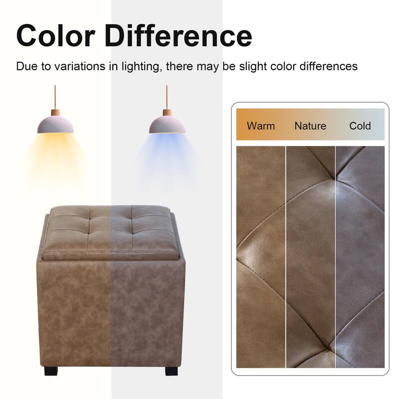 Adeco Storage Ottoman With Tray