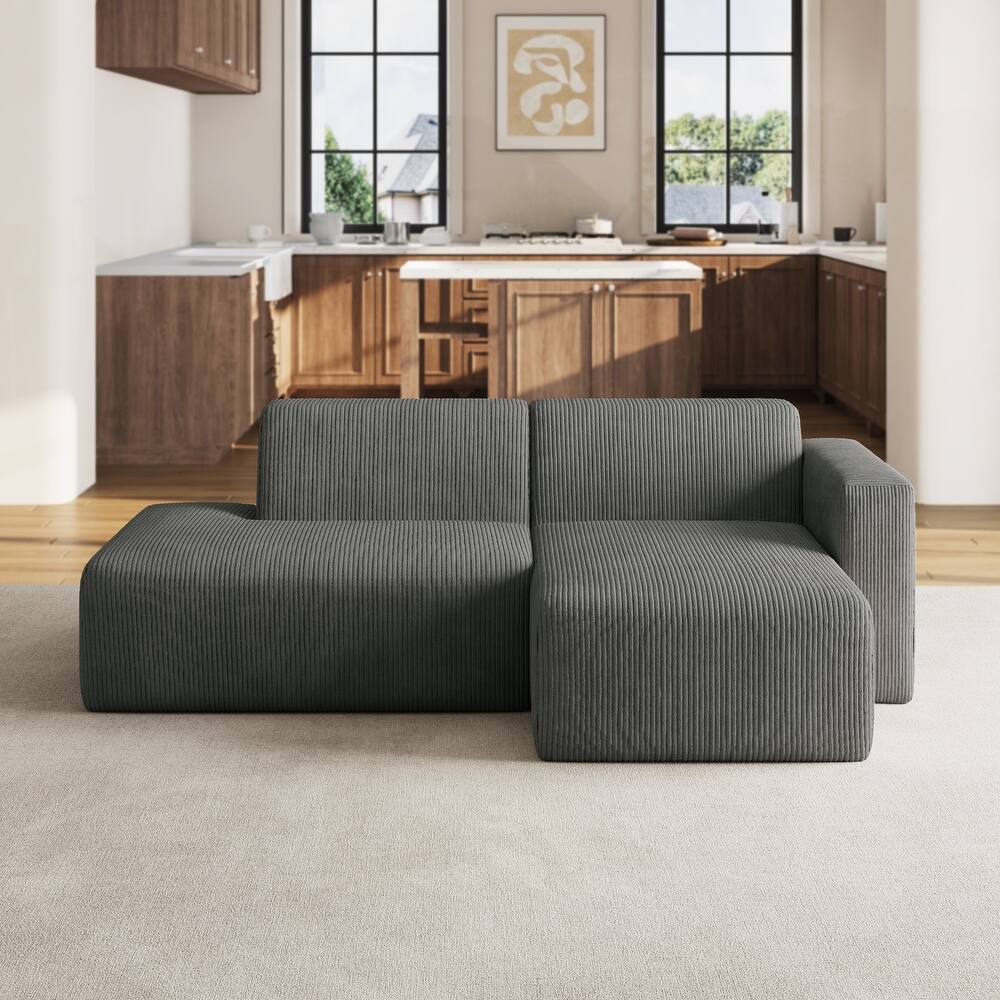 94" W Corduroy Upholstered No Assembly Required Modular Sectional Sofa