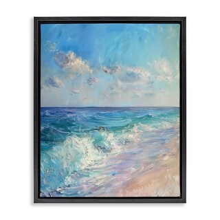 Stupell Soft Ocean Beach Framed Floater Canvas Wall Art Design By LSR ...