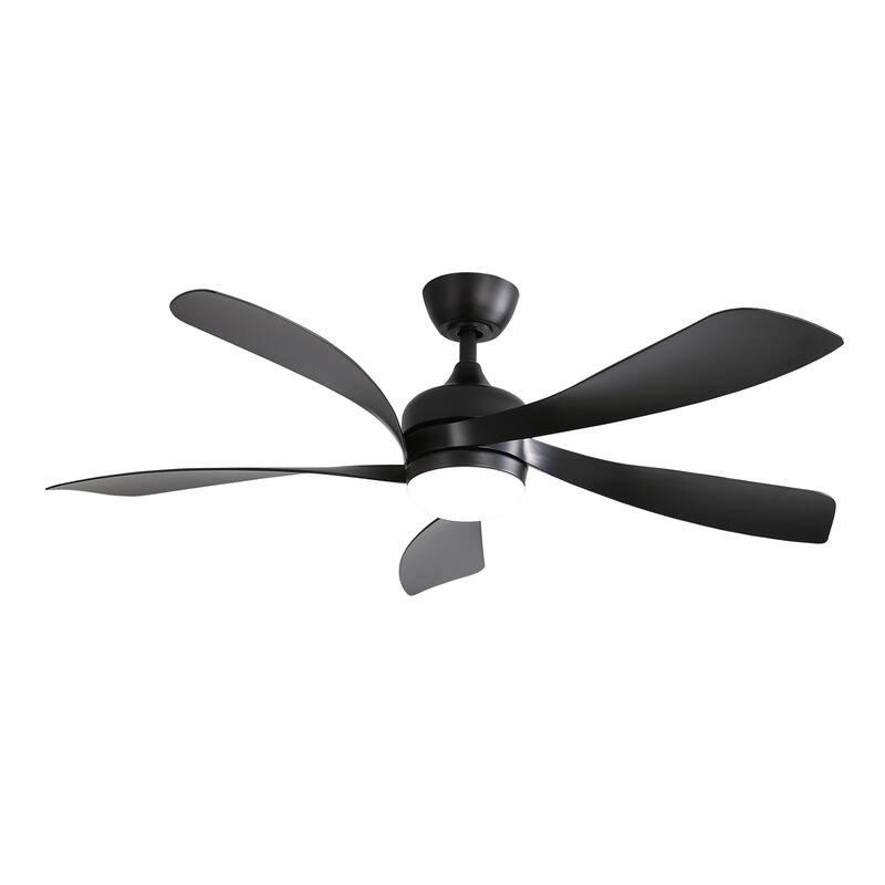 52 Inch Modern Ceiling Fan With 3 Color Dimmable 5 ABS Blades Remote Control Reversible DC Motor With Led Light - Black